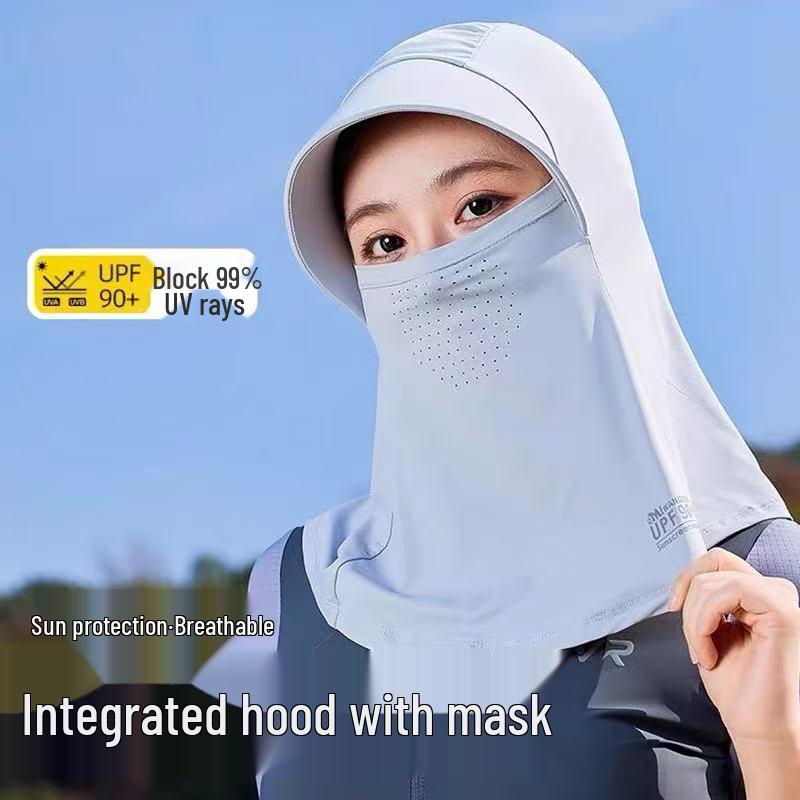 Women's Full Face UV Protection Mask - Ice Silk Sunshade Hat with Neck Guard for Cycling