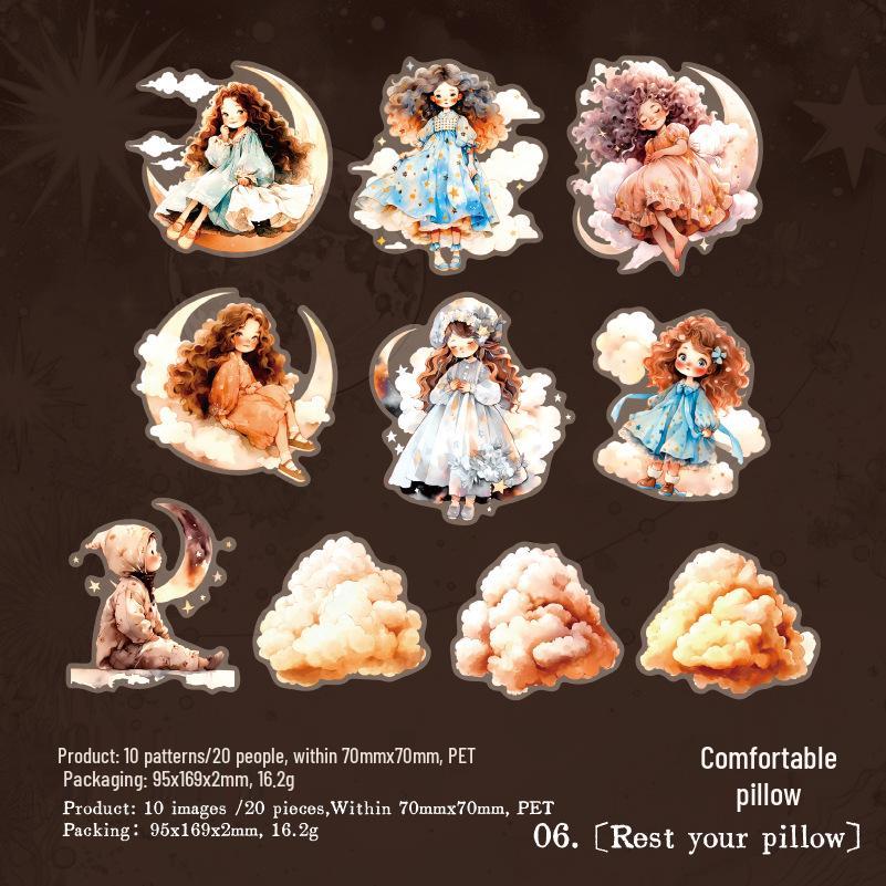 Starry Sky Girl PET Sticker Pack - Cute Die-cut Clouds for Journal Collage