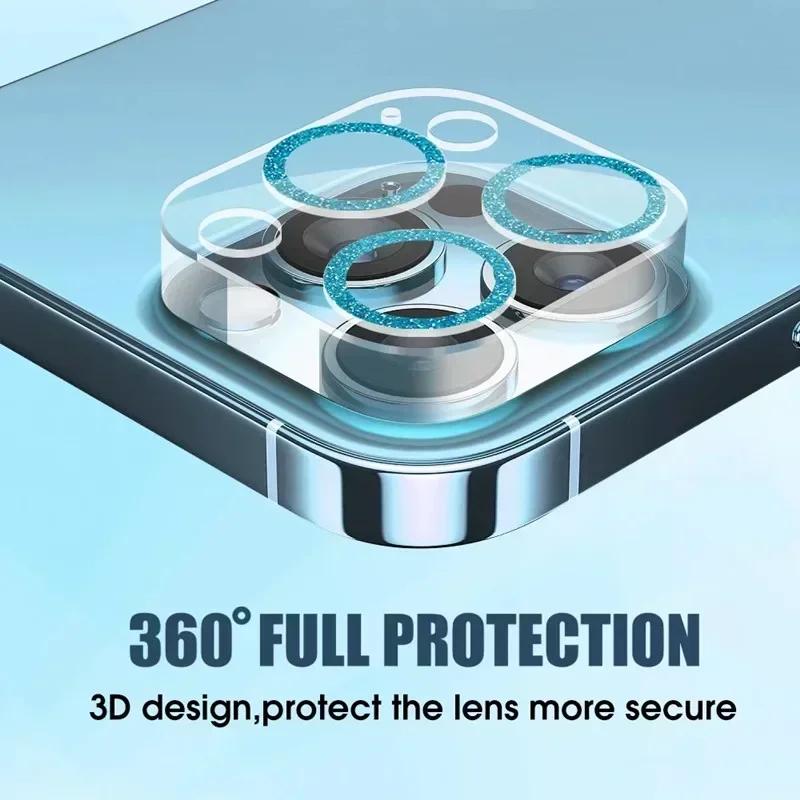 Bling Glitter Clear Camera Lens Protector for IPhone 17 Air 16 15 14 Pro Max Plus 13 Mini 17Air 17Pro 16Pro Tempered Glass Cover