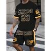 Men's Sports Short Sleeve Top Shorts Set Plus Size Breathable Basketball Sports Clothing Letter Print T-shirt Shorts 2-piece Set