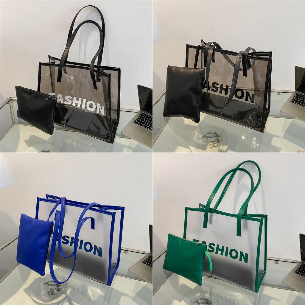 Sac Mère Transparent Grande Taille en PVC avec Design Lettre pour Style Rue Mode
