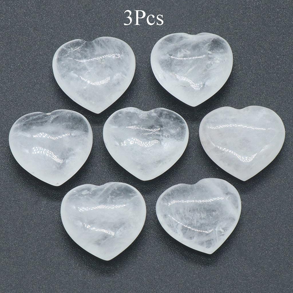 3Pcs, Assorted Natural Crystal Heart Stones Bulk Polished Healing Crystal Hearts for DIY Jewelry, Meditation, Reiki & Valentine's Day Gifts