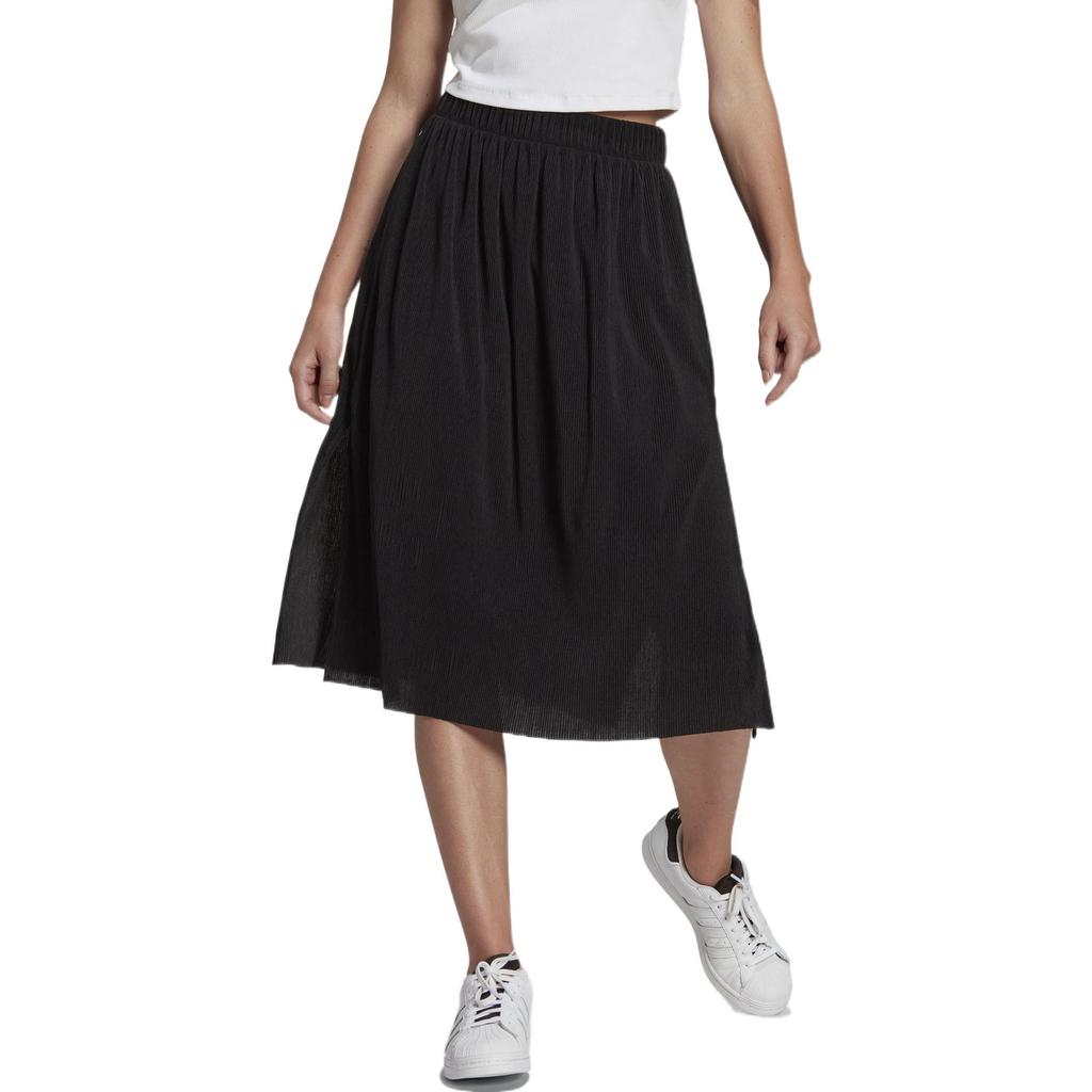 Adidas Originals Adicolor Solid Pleated Elastic Waist Casual Long Skirt Women skirts Black HG1091