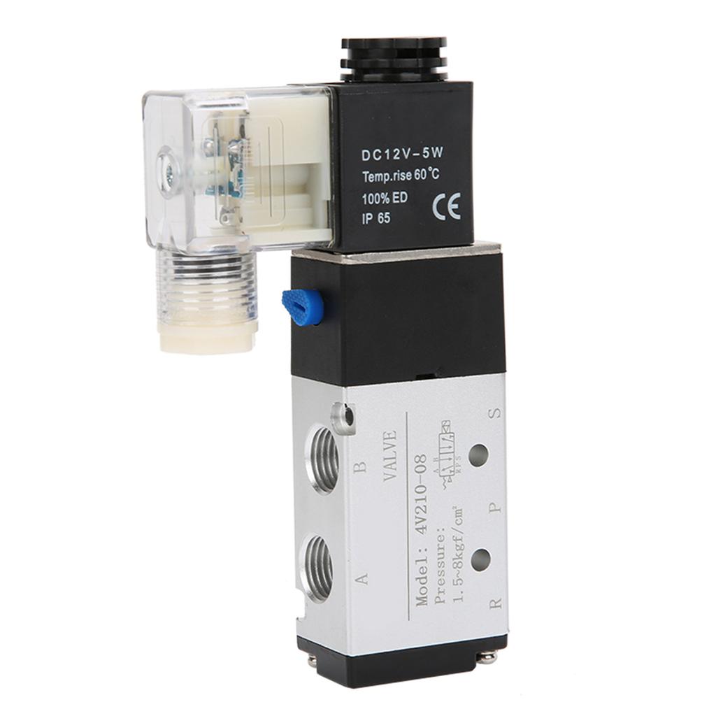 4V210 08 Solenoid Air Valve 2 Position 5 Port Pneumatic Control Valve (DC12V)
