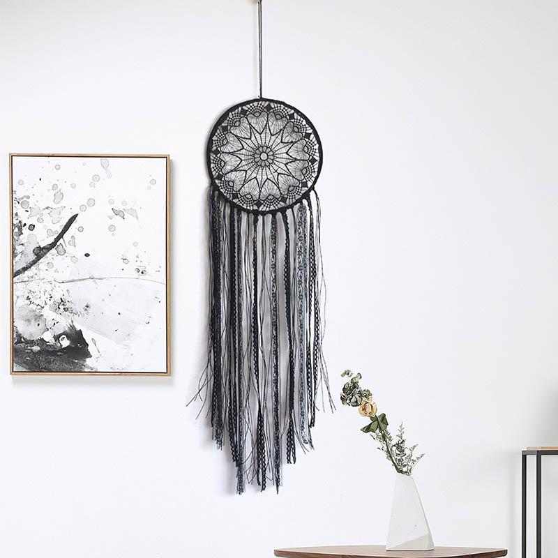 Native American Style Black Lace Wind Chimes Wall Hangings Large Triangle Round Door Pendant Home Decorations For Halloween Gift