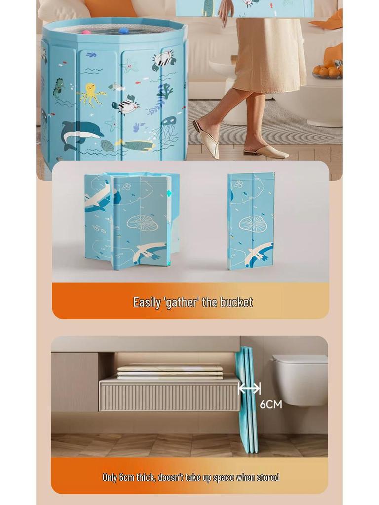 Foldable No-Installation Thickened Cotton-Padded Soaking Tub for Adults