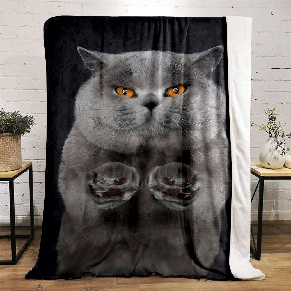 Grumpy Grey Cat Blanket bedroom Blanket for Livingroom Couch lunch break Soft throw for Friend's festival Gift