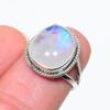 Natural Rainbow Moonstone Gemstone 925 Solid Sterling Silver Gift Ring S.7 P5t93
