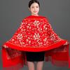 Women's Bright Red Embroidered Cashmere Cape Shawl for Autumn and Winter 2023
