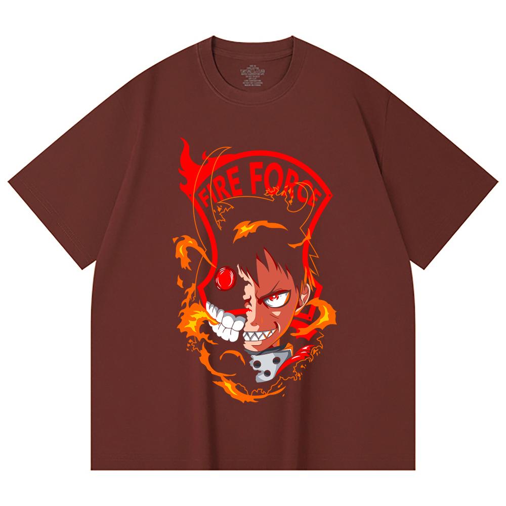 230 Gsm 100% Cotton Fire Force V1 Shinra Print Unisex Heavy Cotton T Shirt