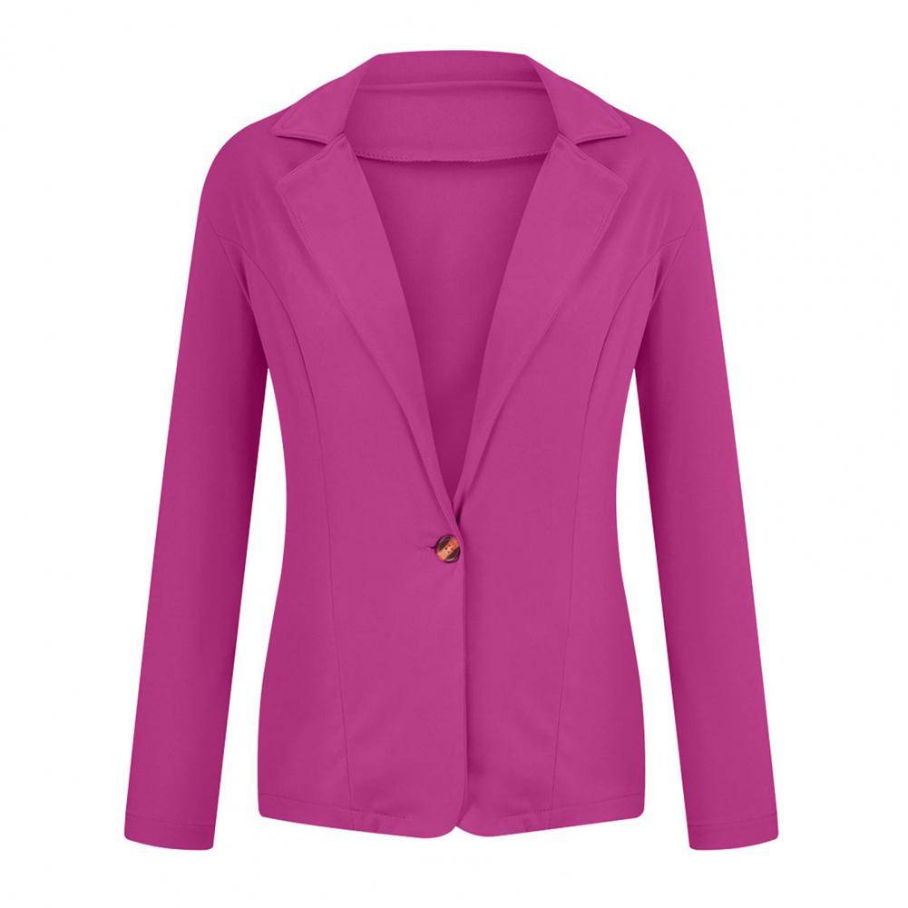 

Женский пиджак, элегантный пиджак с лацканами для женщин, приталенный пиджак с одной пуговицей для деловой одежды, универсальный однотонный женский M розы красного