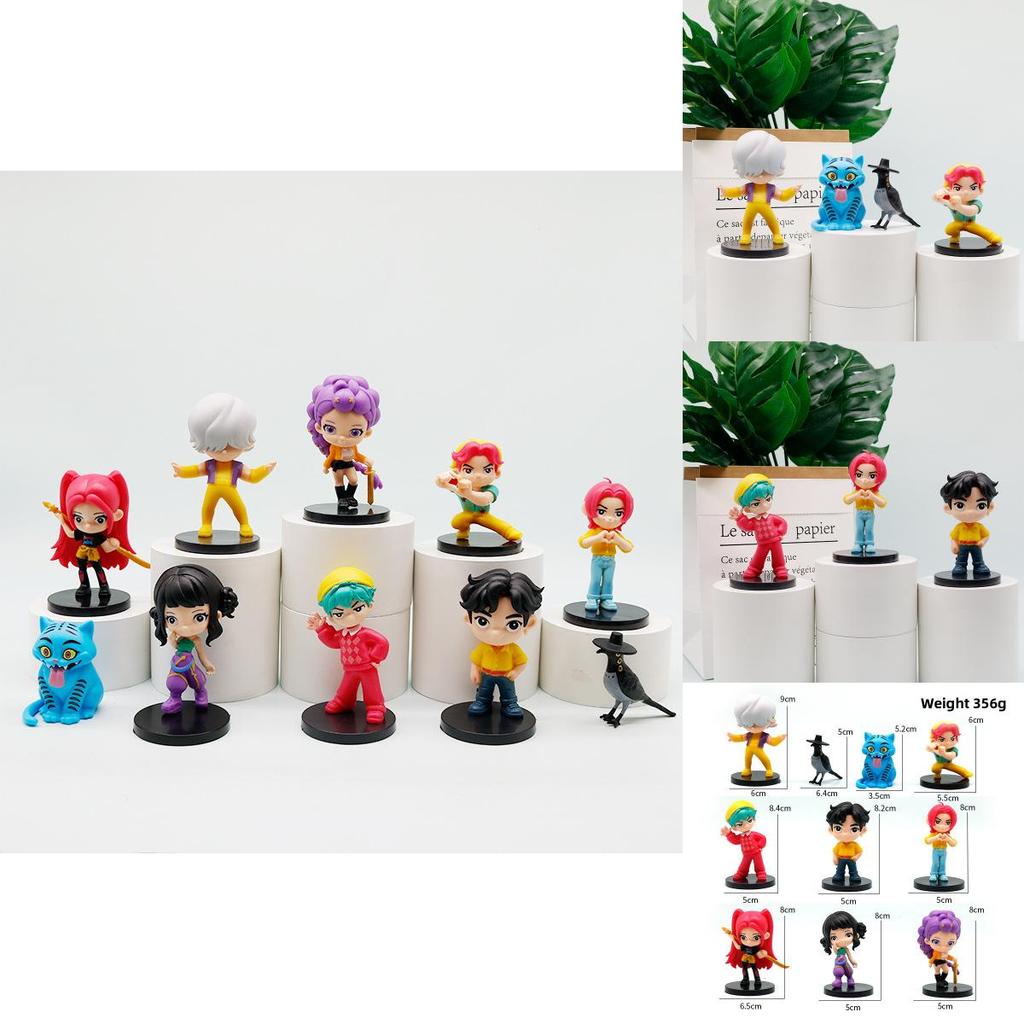 Q Version Kpop Demon Hunters Pvc Model Ornament For Demon Slayer Fans With Cartoon Style