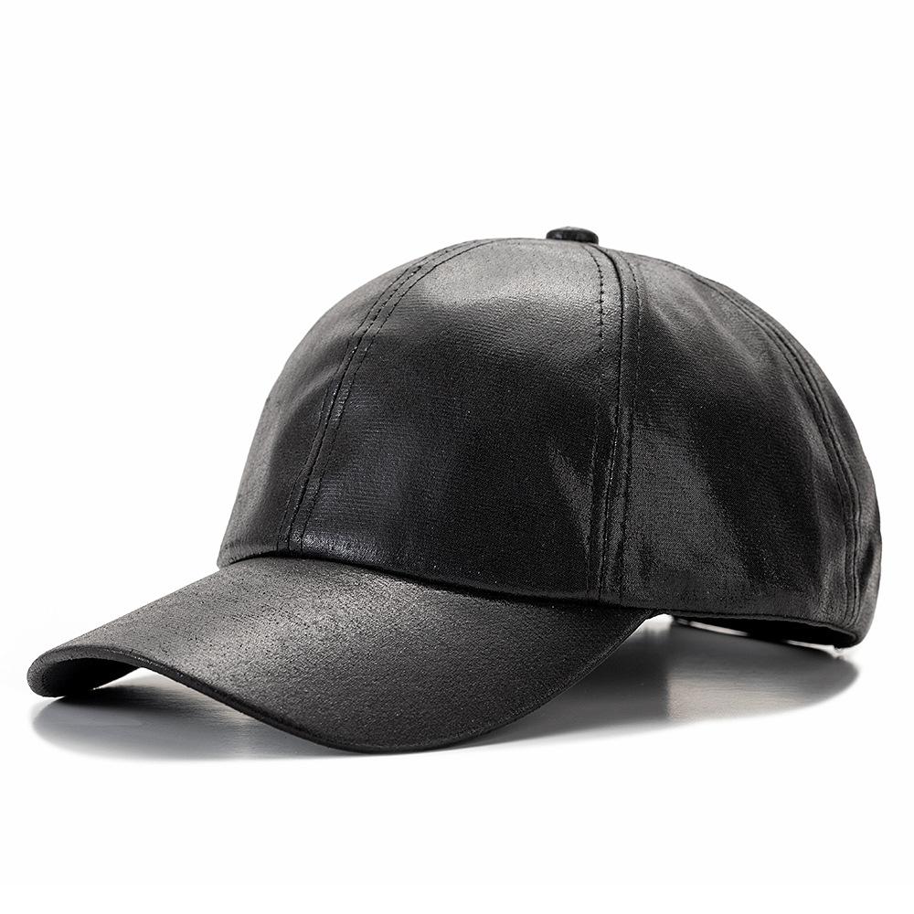 Весенне-осенняя мужская бейсболка Женская ПУ Кепка от солнца чёрный