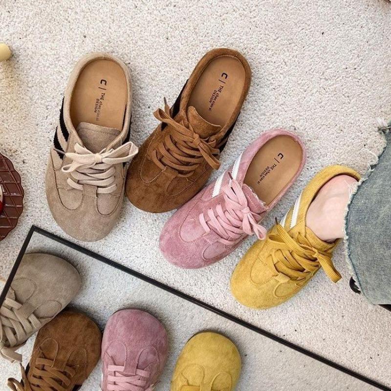Baotou Half Slippers Summer New Heelless One Pedal Women's Shoes Lace-up Casual Women