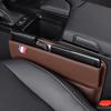 Organizador de espaço para assento de carro em couro PU Bolsa lateral para assento dianteiro de carro para chaves de celular Óculos Reservado Furo para cabo de carregamento Suporte para telefone