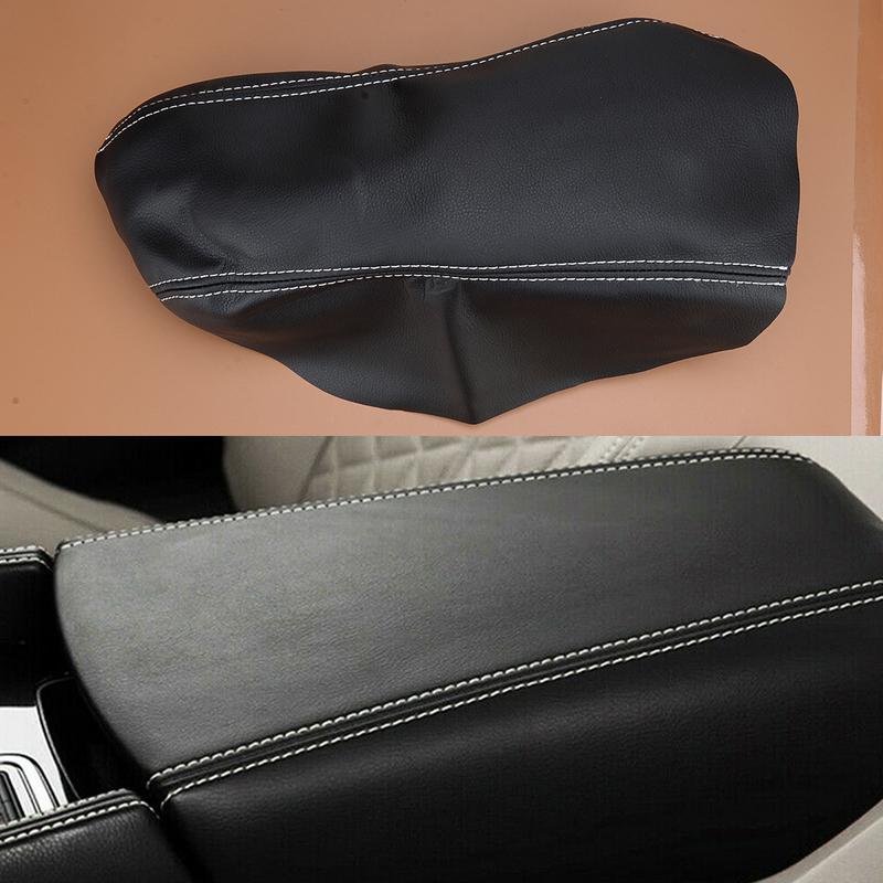 Black Microfiber Leather Car Front Center Console Armrest Lid Cover Skin Fit for Nissan Maxima 2016 2017 2018
