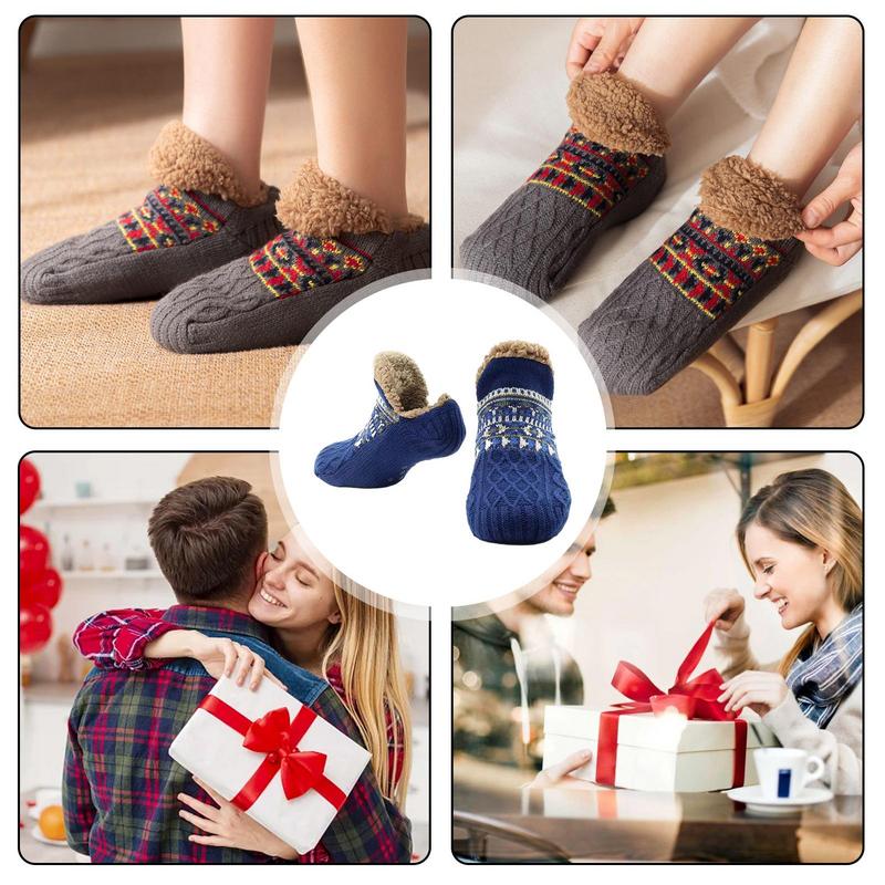 Zimní podlahové ponožky Teplé protiskluzové termoponožky Silné pletené fleecové ponožky Koberec ponožky Domácí ložnicové spací ponožky Pro ženy Muže dárky