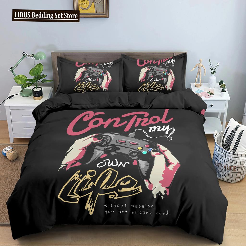 Gamepad Polyester Duvet Cover Set Colourful Button King Play Gamer Bedding Set Kid Teen Man Video Game For Child Game Room Decor