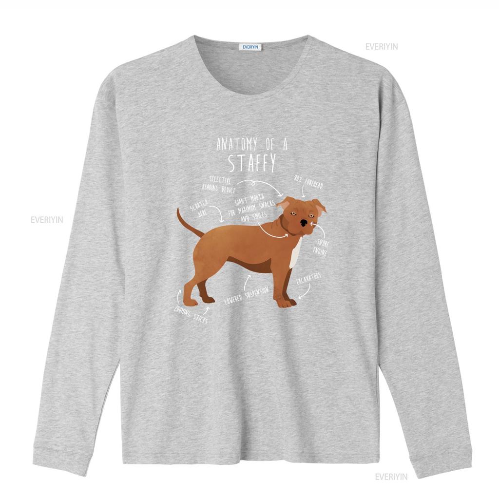 Staffordshire Terrier T Shirt Funny Dog Lover Cute English Staffy Brown Fawn Pet Mom Dad Anatomy Print Vintage Washed Homme