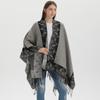 New split shawl autumn and winter imitation cashmere warm fringed cape scarf