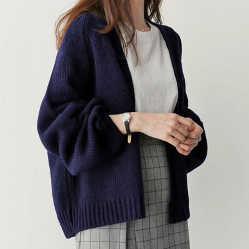 Loose Jacket For Women, Casual, Lazy, High-end, Color V-neck Knitted Jacket