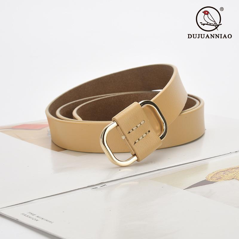 Four Seasons Available New Needle Free Square Buckle Women'S Belt Casual Leather Belt Simple Retro Fashion Pure Leather Belt