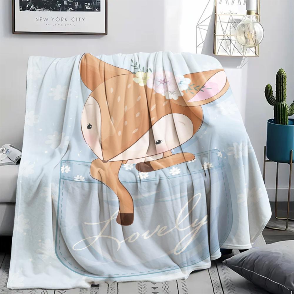 1 Stück Flanelldecke mit Cartoon-Druck, Hohe Qualität, Bequem für alle Jahreszeiten, Heimdekoration, Wärme und Komfort, Perfekt als Weihnachts- oder Geburtstagsgeschenk