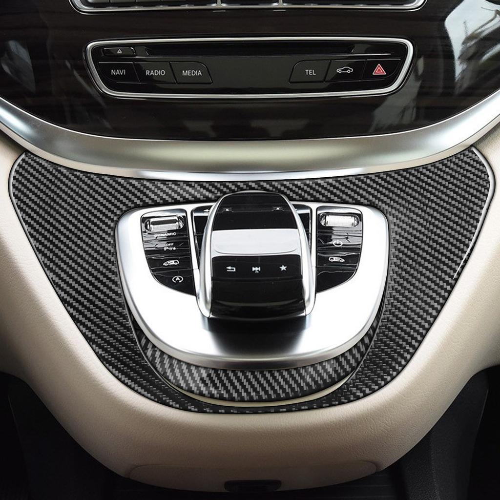 For Mercedes-Benz V-Class W447 V250 V260 2015-2020 Carbon Fiber Multimedia Door Window Lift Trim Set Car Accessories Sticker