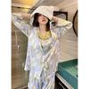 Butterfly Streetwear Women's Pajamas V-neck Button Casual Soft Pajamas Set for Women Autumn Winter New Sleepwear