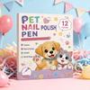Pet Nail Color Pen 12 Piece Quick Dry DIY Safe Paint Decoration Pen Pet Nail Color for Birthday Cat Fingernail Painting Manicure