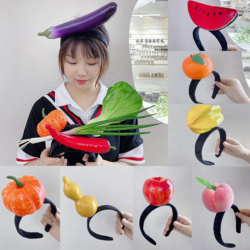 Grappige Gesimuleerde Fruit Groente Haarband Brood Wortel Banaan Haarband Peper Hoofdband Verjaardag Cosplay Halloween Hoofddeksel