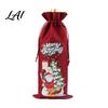 Imitation Linen Wine Pouches Christmas Bottle Bag Vintage Drawstring Sleeve Reusable Faux Holiday Party Packaging Cover Clothes for New Year Wedding
