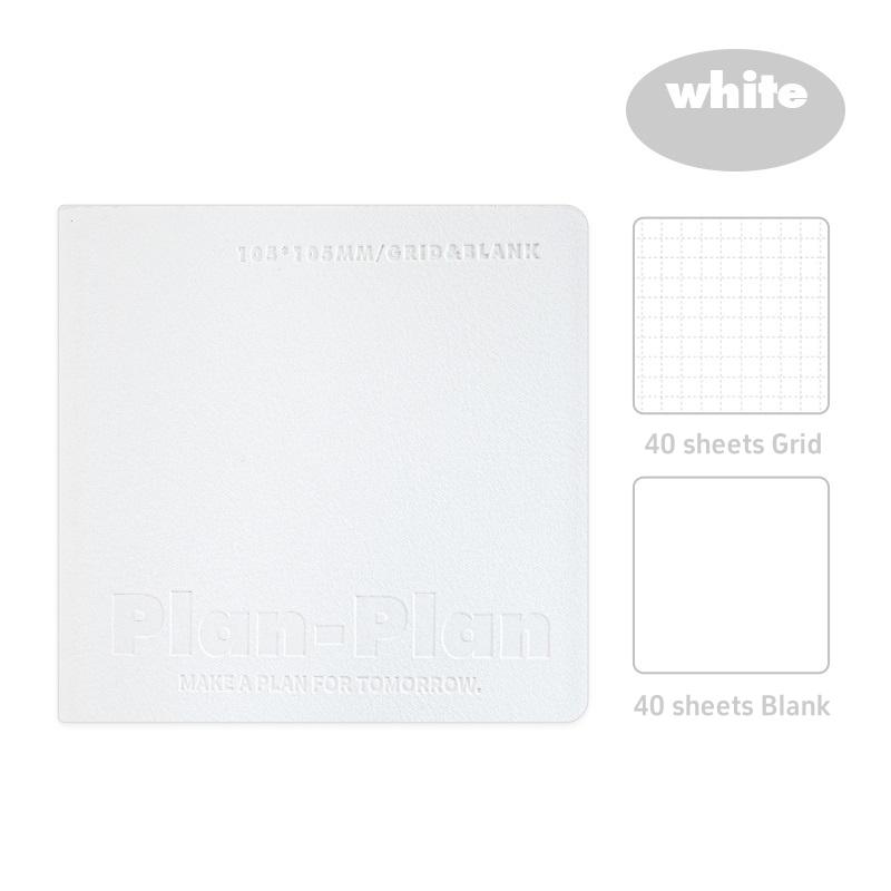 Cube Notebook Plan Book Portable Size Mild Color Soft PU Cover Grid & Blank Page 80 Sheets Diary Memo Office School