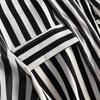 Women's Spring Black and White Striped Long-sleeved Shirt Temperament Elegant Commuter Chiffon Tops