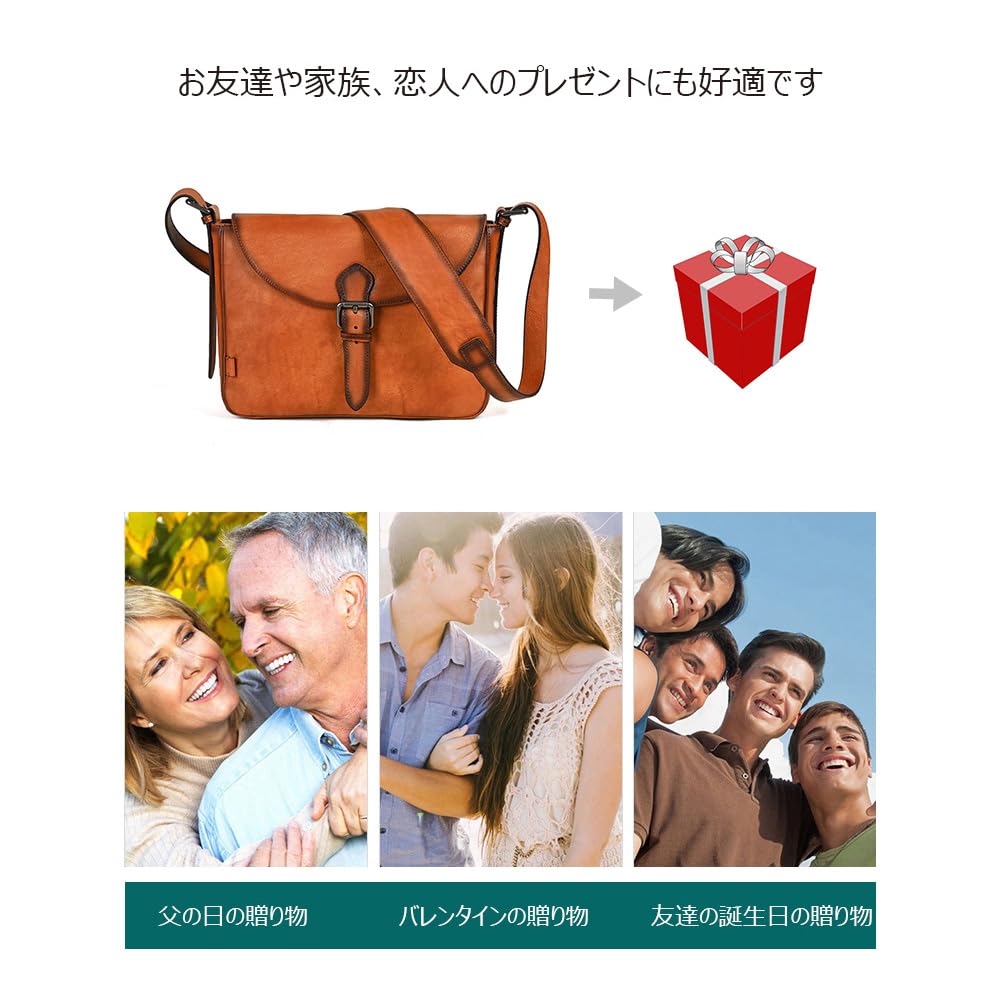 Whatna Antique-Style Tanned Natural Cowhide Leather Shoulder Bag for Men, Crossbody Bag, Chest Bag, Fits iPad 10.5, Genuine Leather, Small Business
