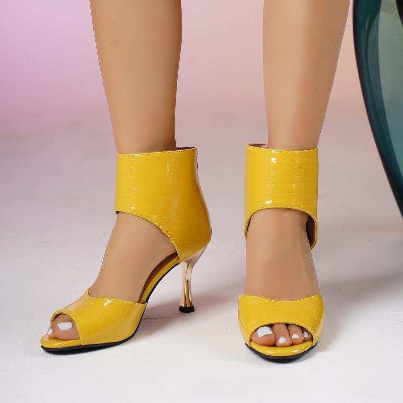 Damen High Heel Fischmaul Sandalen Feiner Absatz Offene Zehenpartie Hinten Outdoor Hundert Sandalen