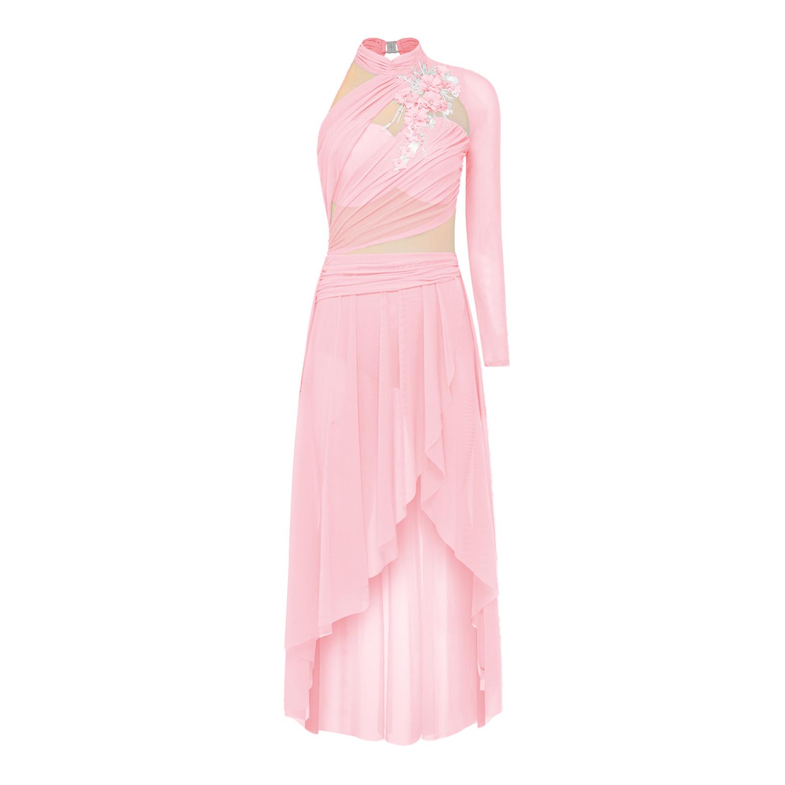 Damen Lyrical Dance Bodysuit Kleid S rosa