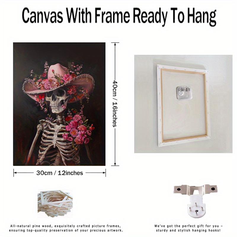 Framed - Countryside Cowboy Skeleton Poster - Pink Western Cowboy Canvas Art Poster Beautiful New Year Easter Gift