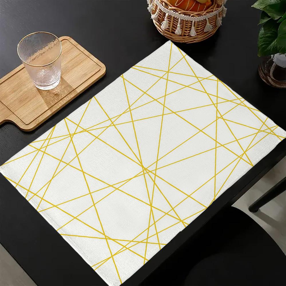 

Скандинавский Желтый Черный Абстрактный Геометрический Подставка под Тарелку Хлопок Лен Ткань Настольные Коврики Семейный Ужин Посуда Кухонный Стол Коврик 30x45 см 30x45cm-4PC