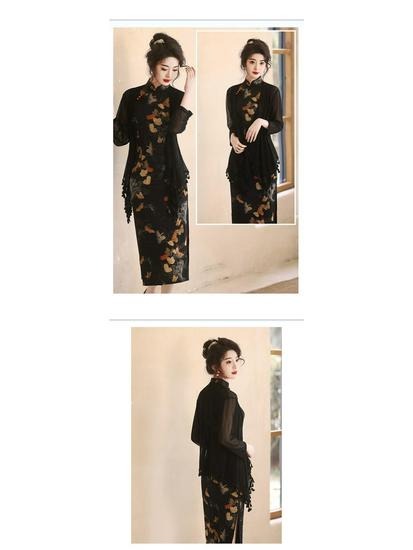 2024 Black Summer Cheongsam Set: Retro Shanghai Sleeveless Style