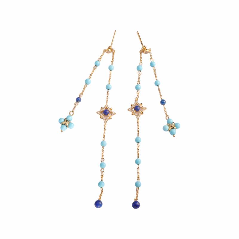 APM Monaco ROMA series Roman style simple light luxury tassel design chain pendant 925 silver earrings for women, gold, elegant and refined AE13264MY