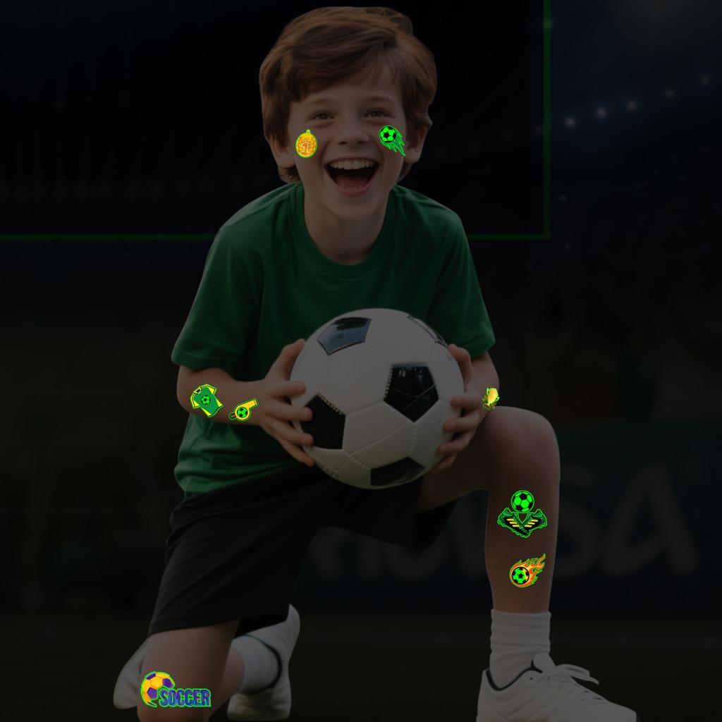 Luminous football tattoo sticker World Cup club event fan carnival party temporary face sticker