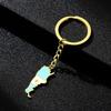 Argentina Map Flag Keychain Stainless Steel Charm Keyring Remembrances Jewelry