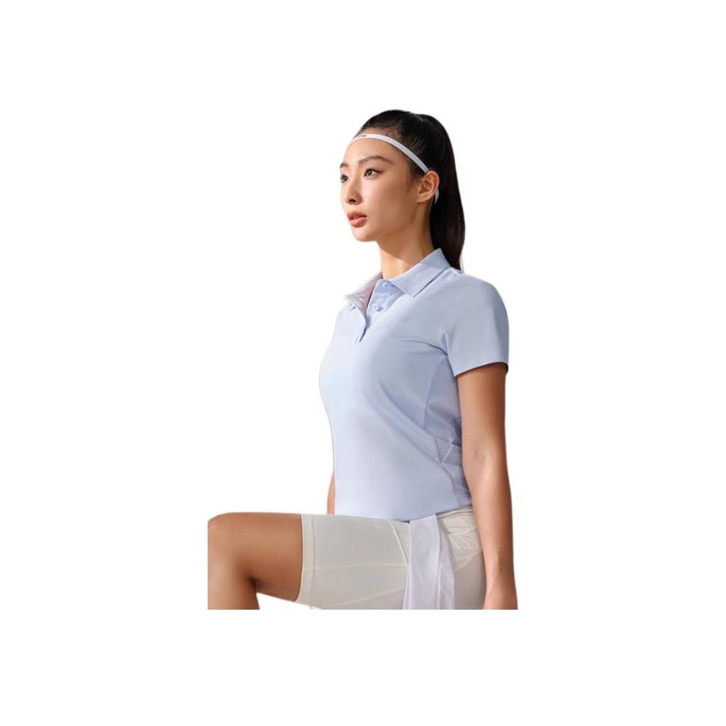 Li Ning Minimalist Dopamine Casual Sports Polo Shirt Women Tops Sky-Blue APLU256-3
