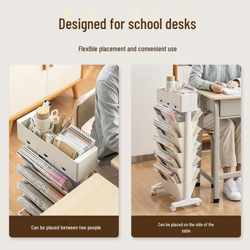 Mobile Bookshelf with Wheels for Classroom or Desk