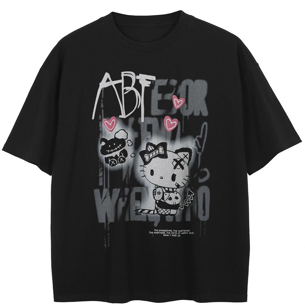 

Уличная футболка с забавным рисунком, хлопковая футболка, топы унисекс, футболки, летняя футболка с короткими рукавами XXL чёрный