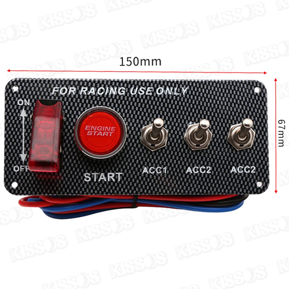 Racing Switch Carbon Fiber Push Start Toggle Universal Fit Panel, Look, Switch,