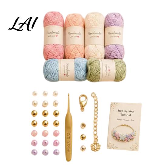 Nature Inspired Jewelry Kit DIY Nature-Inspired Crochet Bracelet Kit 3D Animals Plants Hand-Crocheted Handmade Flower Maple Dragonfly Butterfly A