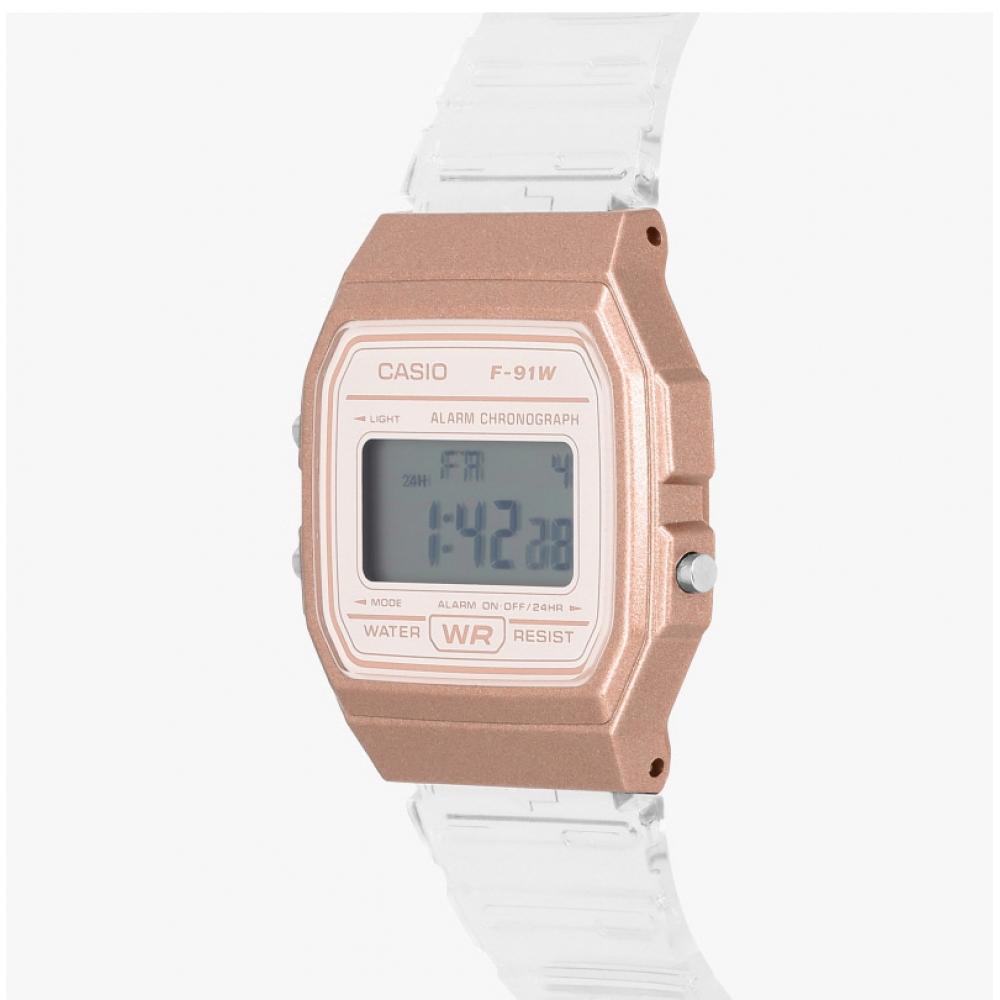 Casio Unisex Digital Square Vintage Retro Transparent Urethane Watch F 91ws 7a3