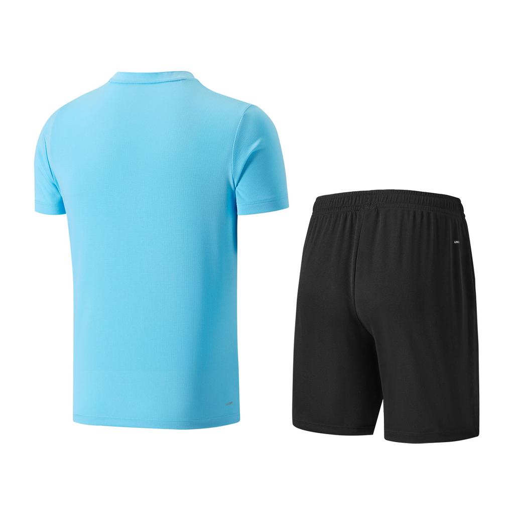 Li Ning Badminton Series Quick-Dry Breathable Cool Sports Fashion Logo Badminton Suit Unisex Sportswear Light-Blue AATW017-3